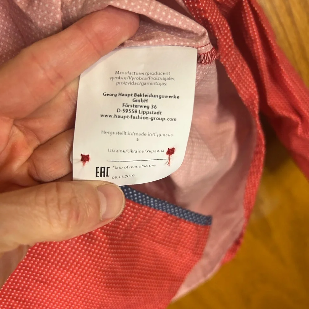 Haupt Germany Men’s Mldern Fit shirt M 39/40 Red Geometric Button Front Long Sle